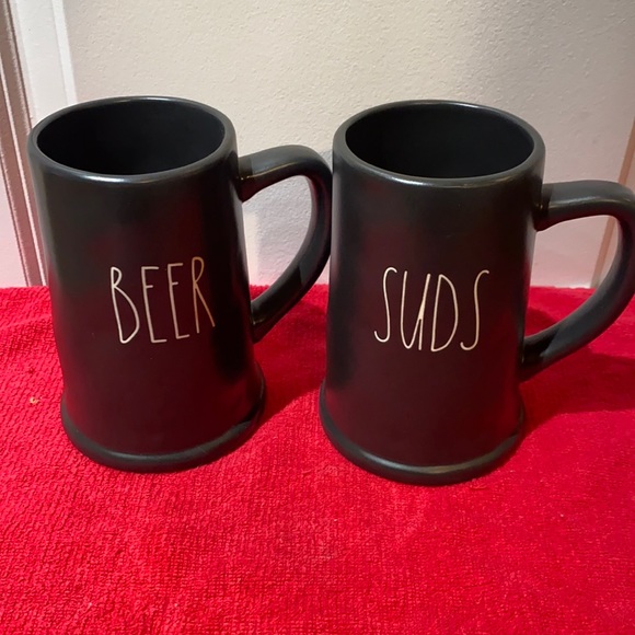 Two tall mugs w/ “Beer” and “Suds” text - Picture 1 of 4